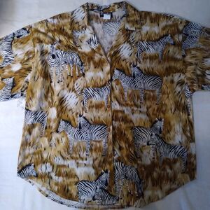 Vintage Zebra in Grass Pattern Hawaiian Shirt